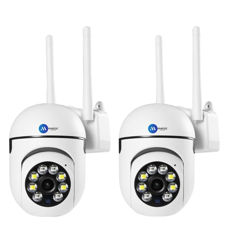 Grousale Mini PTZ Wi-Fi Camera (Pack of 2) | 3MP HD Indoor/Outdoor CCTV with Pan-Tilt Zoom, Color Night Vision, Motion Detection & Two-Way Talk