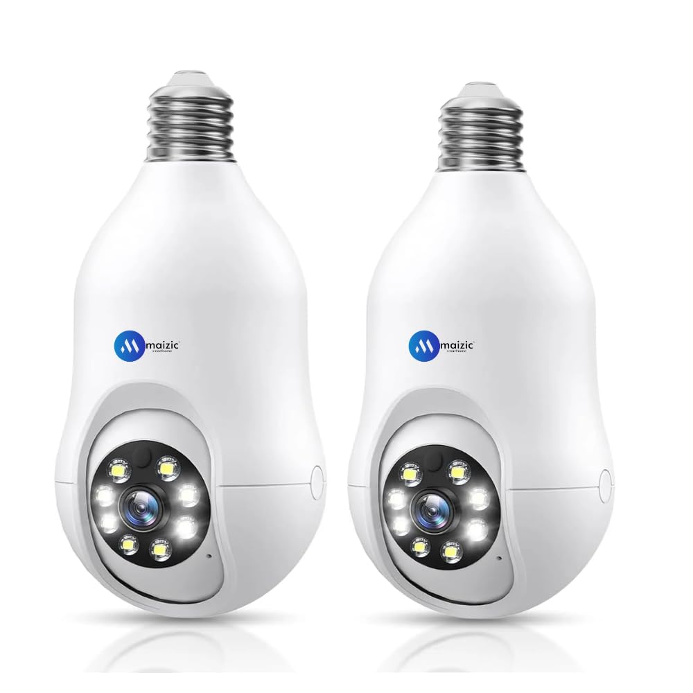 Grousale Orbit 360° Dual Pack | 3MP Wi-Fi Bulb CCTV Camera with Motion Tracking, Color Night Vision, Two-Way Audio | Compatible with B22 & E27 Holders (Pack of 2)