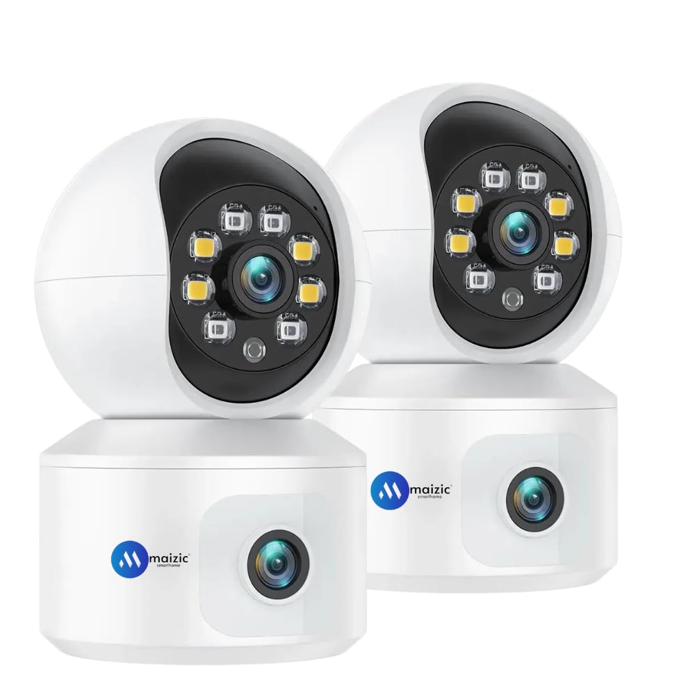 Grousale 360° View CCTV Duo | Dual Lens 5+5MP Cameras with Smart Motion Tracking, Night Vision & 2-Way Talk – Total Home Protection!