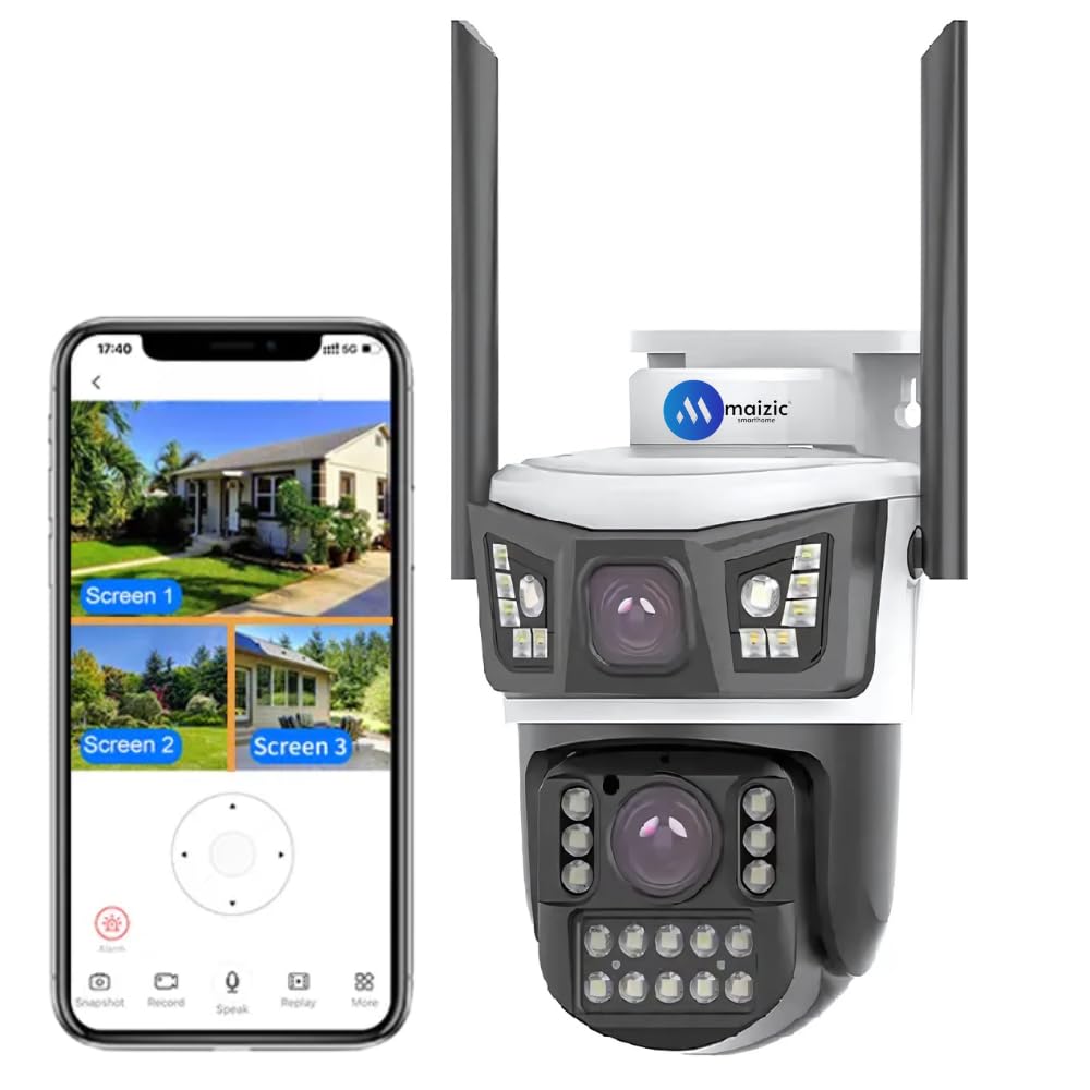 Grousale Panther 4G Dual Lens CCTV Camera (5MP + 5MP) | PTZ Control, Triple Screen View, SIM Support, Color Night Vision, PIR Human Detection, 2-Way Audio, Multi-User Access