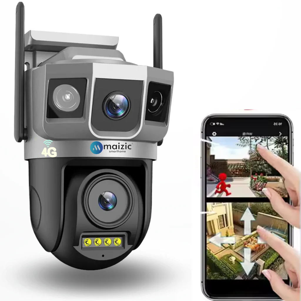Grousale Tricam Shark 4G CCTV Camera | Dual 5MP HD Lenses | SIM-Based Wireless Pan-Tilt Outdoor Security Camera