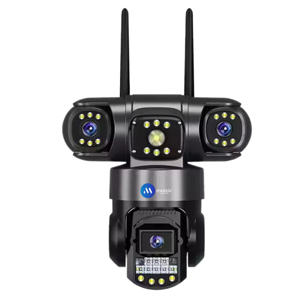Grousale Batman 3-in-1 WiFi CCTV Camera | Triple 5MP Lens & Screen | Full HD 360° Pan-Tilt View | Dual Side Cameras with 180° Manual Rotation