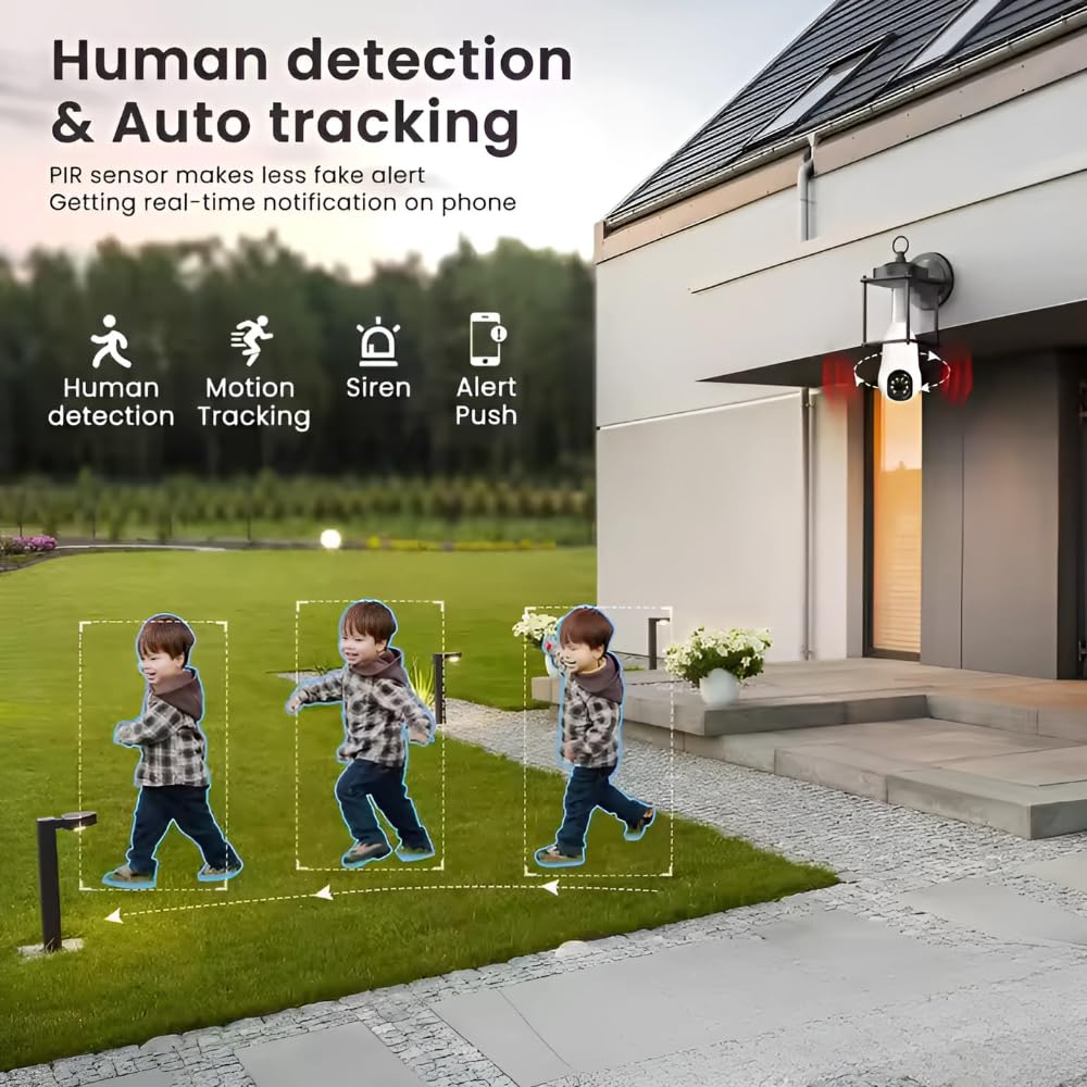 Grousale Orbit 360° Dual Pack | 3MP Wi-Fi Bulb CCTV Camera with Motion Tracking, Color Night Vision, Two-Way Audio | Compatible with B22 & E27 Holders (Pack of 2)