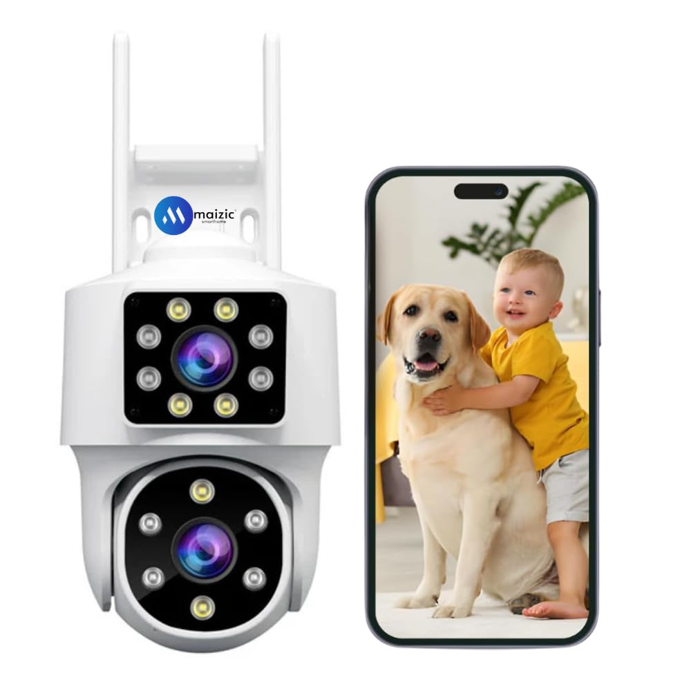 Grousale Ultracam Supercam Dual Lens 5MP WiFi Outdoor CCTV Camera – Color Night Vision, 360° PTZ, Two-Way Audio, AI Motion Detection