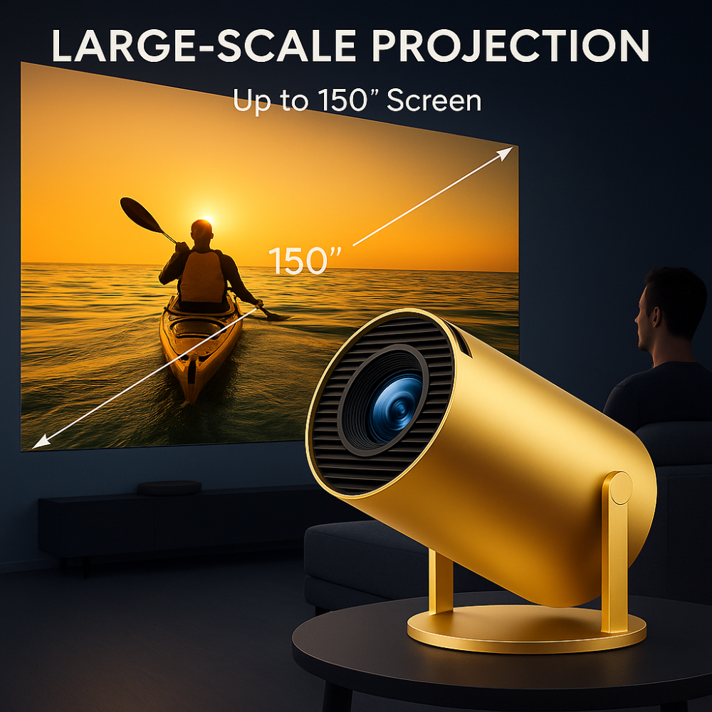 Grousale Golden 2X Smart Projector | 800P Native, 1080p & 4K Support | Android 13.0, 950S Chip | Auto 4D Keystone, Netflix, Prime, WiFi & Bluetooth