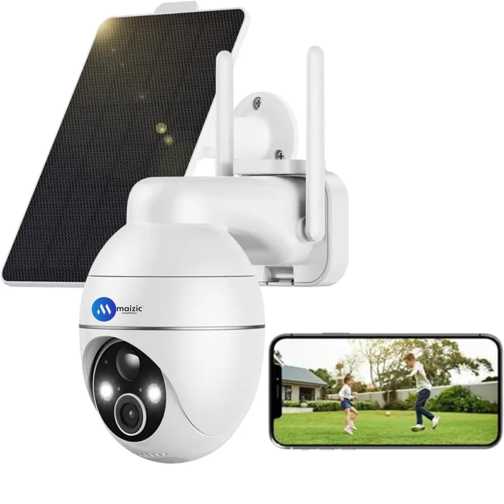 Grousale OvaCam 4G SIM Solar-Powered Outdoor CCTV Camera | Pan & Tilt Zoom, Color Night Vision, Motion Detection, 2-Way Talk, Weatherproof, Supports SD Card up to 256GB