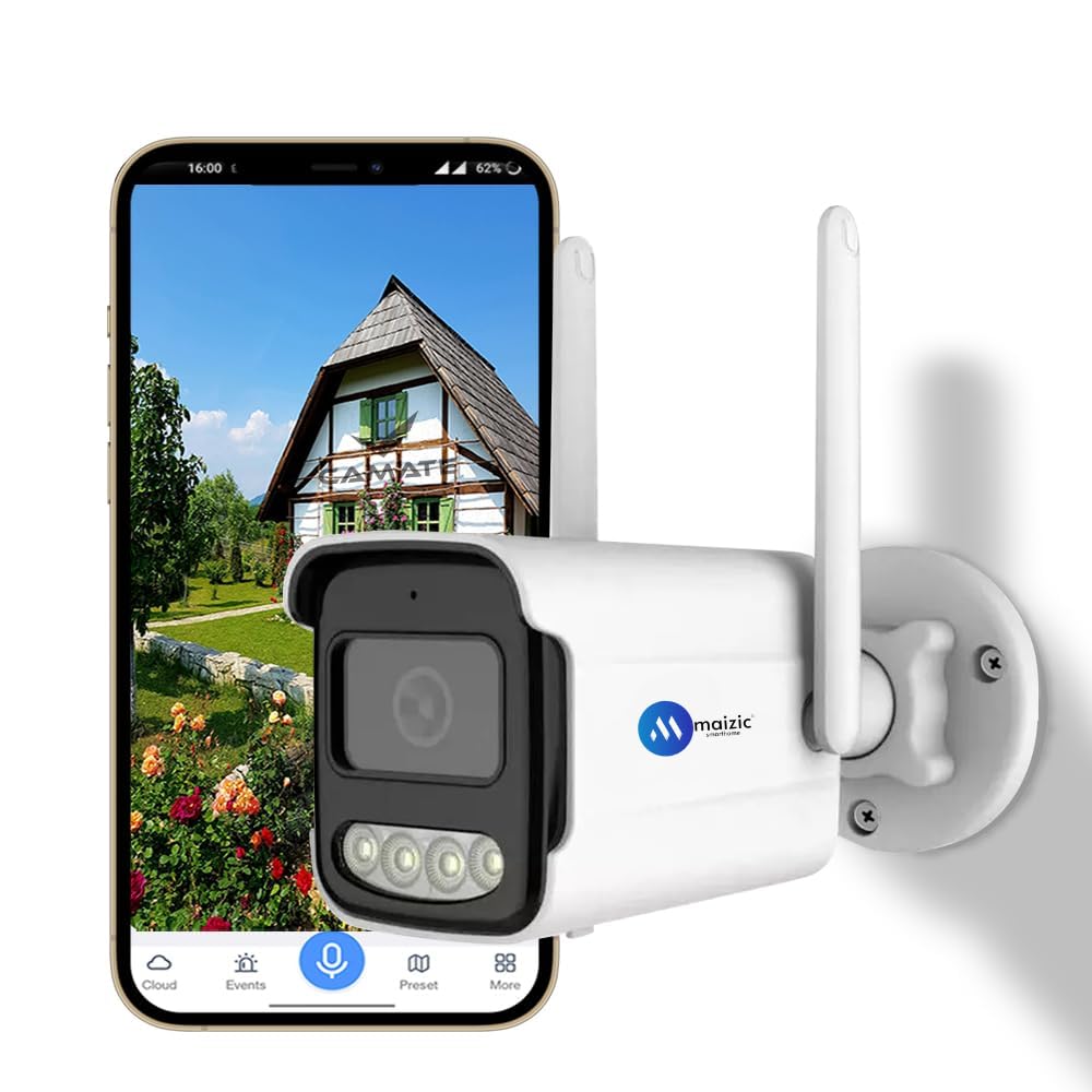 Grousale BulletX 4MP WiFi Outdoor CCTV Camera | Full HD, 360° View, 10X Zoom, Color Night Vision, Motion Detection, 2-Way Audio, SD Card Support (Up to 128GB)