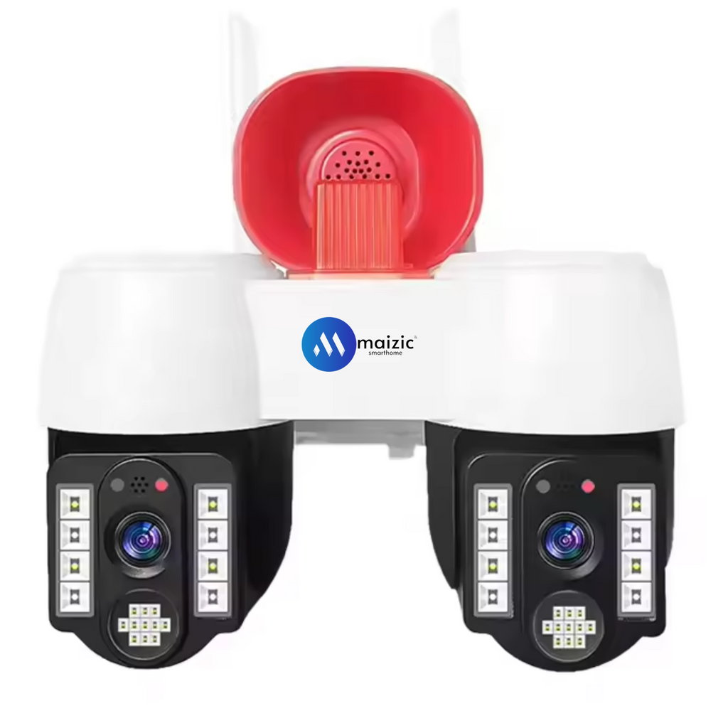 Grousale 2in1 2K FHD Siren 1080p Resolution WIFI Wireless Outdoor Camera with Dual Lens | 360° View | Alarm | Motion Detection | Color Night Vision | IP66 Weatherproof | Two Way Audio Support Upto 128 GB SD Card