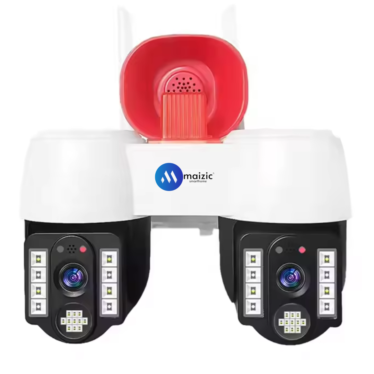 Grousale 2in1 2K FHD Siren 1080p Resolution WIFI Wireless Outdoor Camera with Dual Lens | 360° View | Alarm | Motion Detection | Color Night Vision | IP66 Weatherproof | Two Way Audio Support Upto 128 GB SD Card
