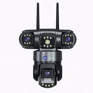 Grousale Batman 3-in-1 WiFi CCTV Camera | Triple 5MP Lens & Screen | Full HD 360° Pan-Tilt View | Dual Side Cameras with 180° Manual Rotation