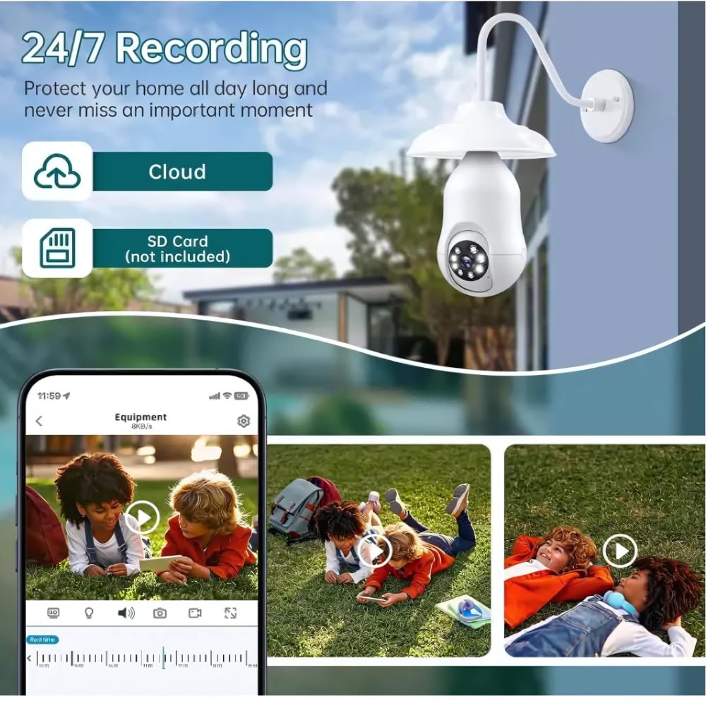 Grousale Orbit 360° Dual Pack | 3MP Wi-Fi Bulb CCTV Camera with Motion Tracking, Color Night Vision, Two-Way Audio | Compatible with B22 & E27 Holders (Pack of 2)