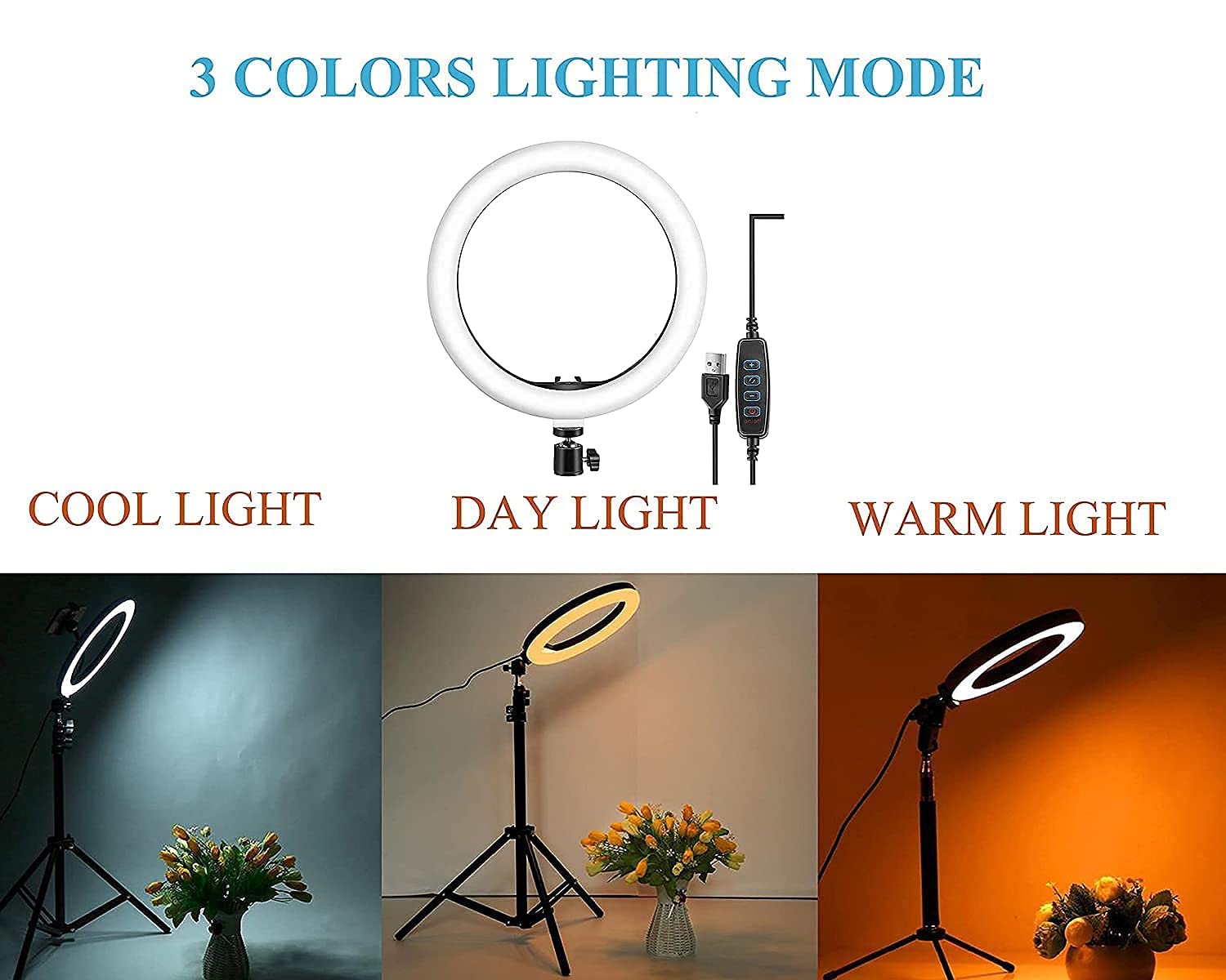 Grousale 12" LED Ring Light | Studio Light with 3 Color Modes & USB Power – Ideal for Makeup, Photography & Live Streaming