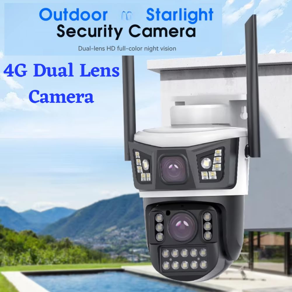 Grousale Panther 4G Dual Lens CCTV Camera (5MP + 5MP) | PTZ Control, Triple Screen View, SIM Support, Color Night Vision, PIR Human Detection, 2-Way Audio, Multi-User Access