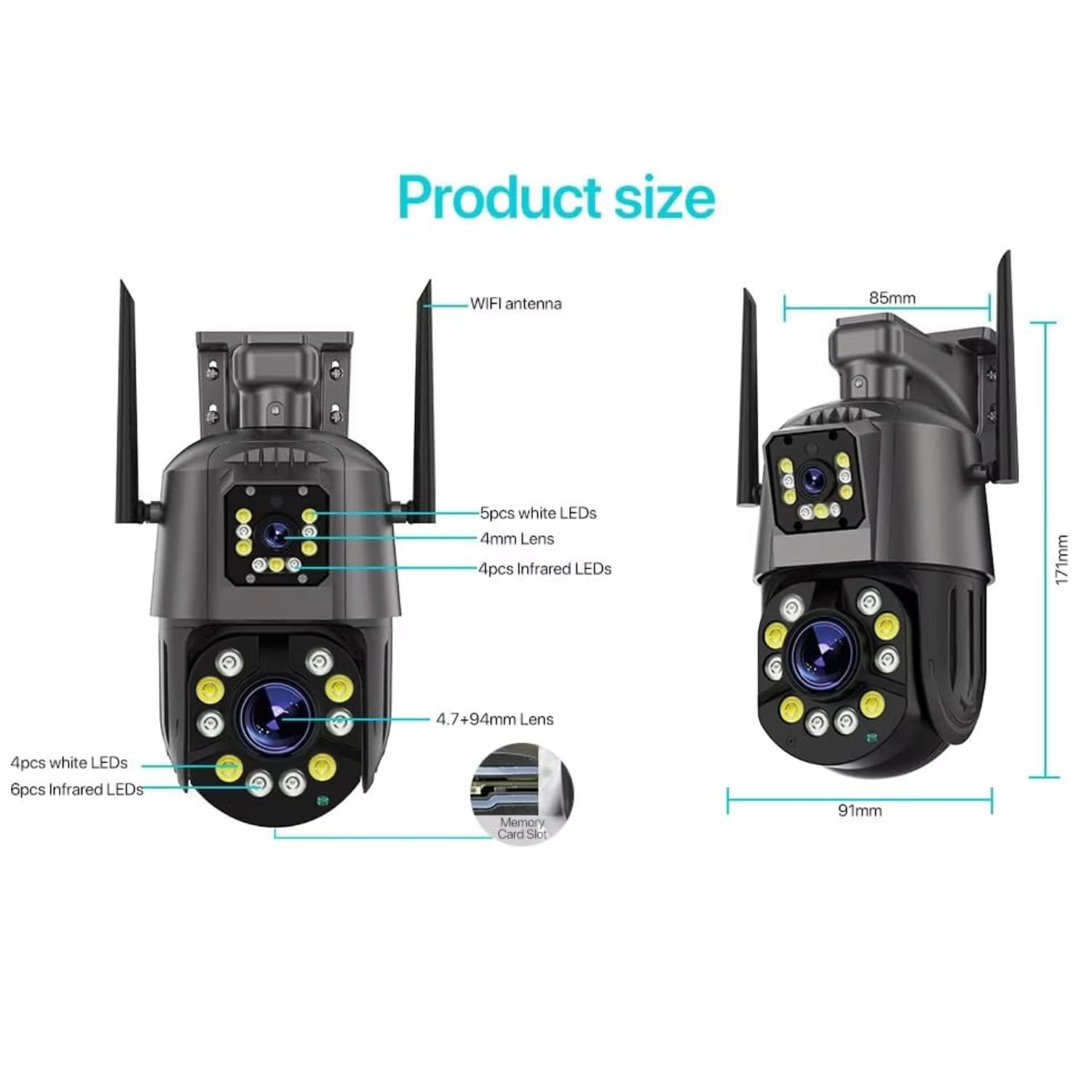 Grousale Falcon 8MP Dual Lens PTZ WiFi Camera – 36X Optical Zoom, Outdoor CCTV, 180m Day/100m Night View, Color Night Vision, 2-Way Audio, ISCEE App