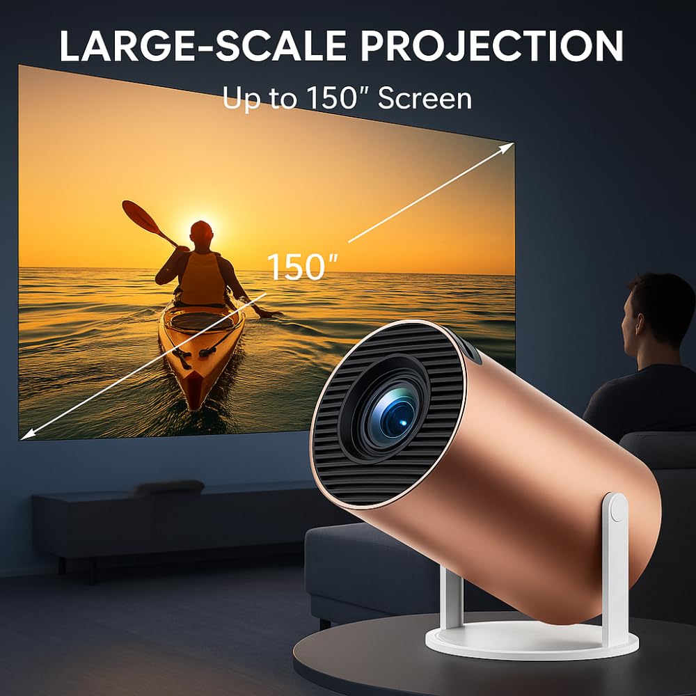 Grousale Rose 2X Android Smart Projector | 13.0 OS | 950S Chip | Native 800P, Supports 1080P & 4K | 4D & Auto Keystone | Netflix, Prime, Wi-Fi, Bluetooth | Screen Mirroring