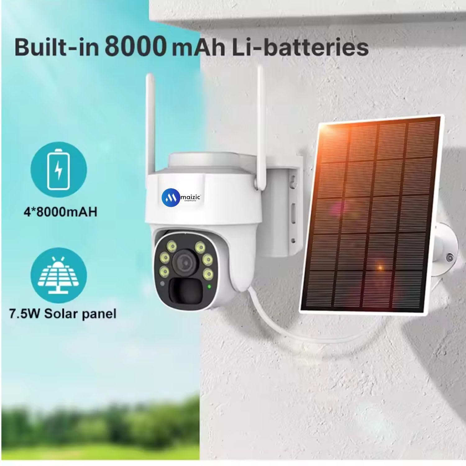 Grousale Big 100 Meter View Black Bull 4G 5MP FHD 1920p Solar Wireless Camera with Color Night Vision, AI Human Detection, Two Way Audio Alarm, Micro SD Card Slot, 360 View All Sim Support