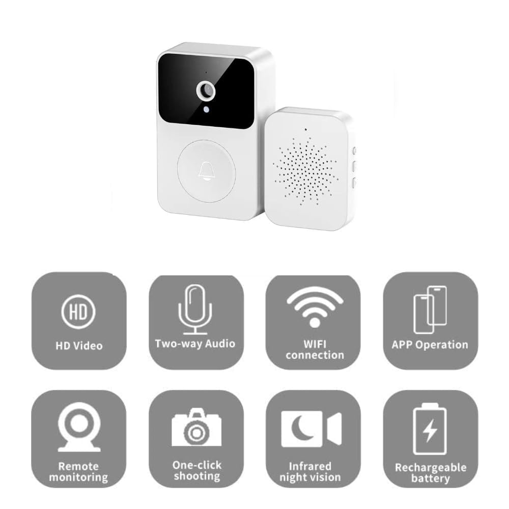 Grousale 3MP Wi-Fi Smart Video Doorbell | Full HD Clarity, Night Vision, Motion Alerts, 2-Way Talk, Easy App Control & Installation
