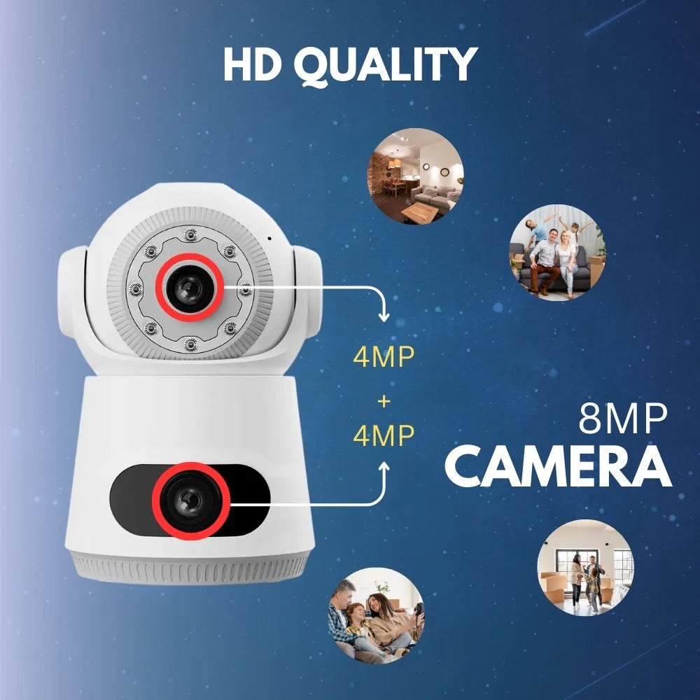 Grousale Astro Dual Lens WiFi CCTV Camera [4MP + 4MP] – Full HD 360° View | Dual Screen | Home Security System
