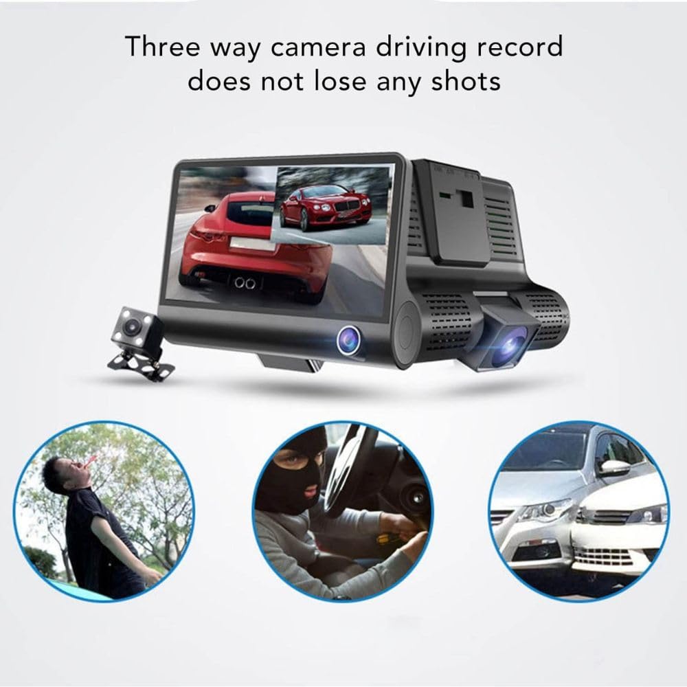 Supercam 5 MP Full HD 3 Channel Dash Cam with G-Sensor, Motion Detection, Parking Monitor