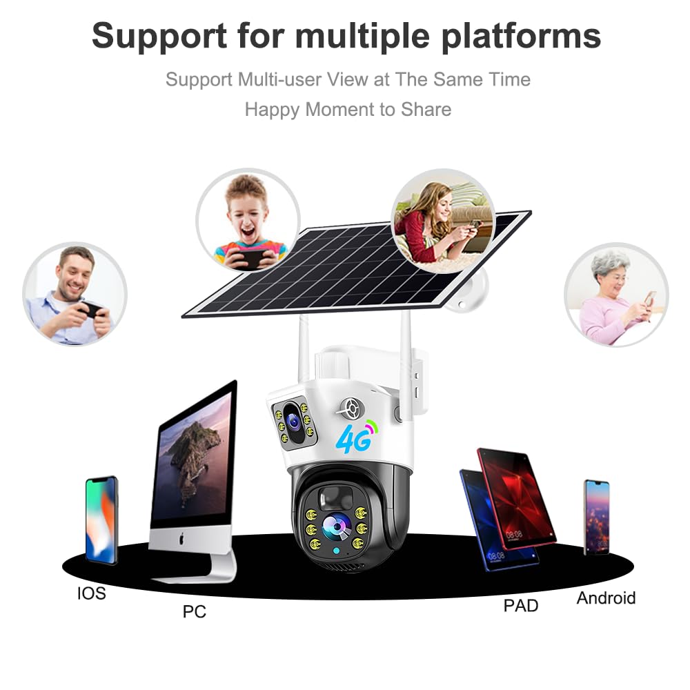4G Sim 4K 6+6 MP 2in1 Dual Lens/ Dual Screen Solar Camera