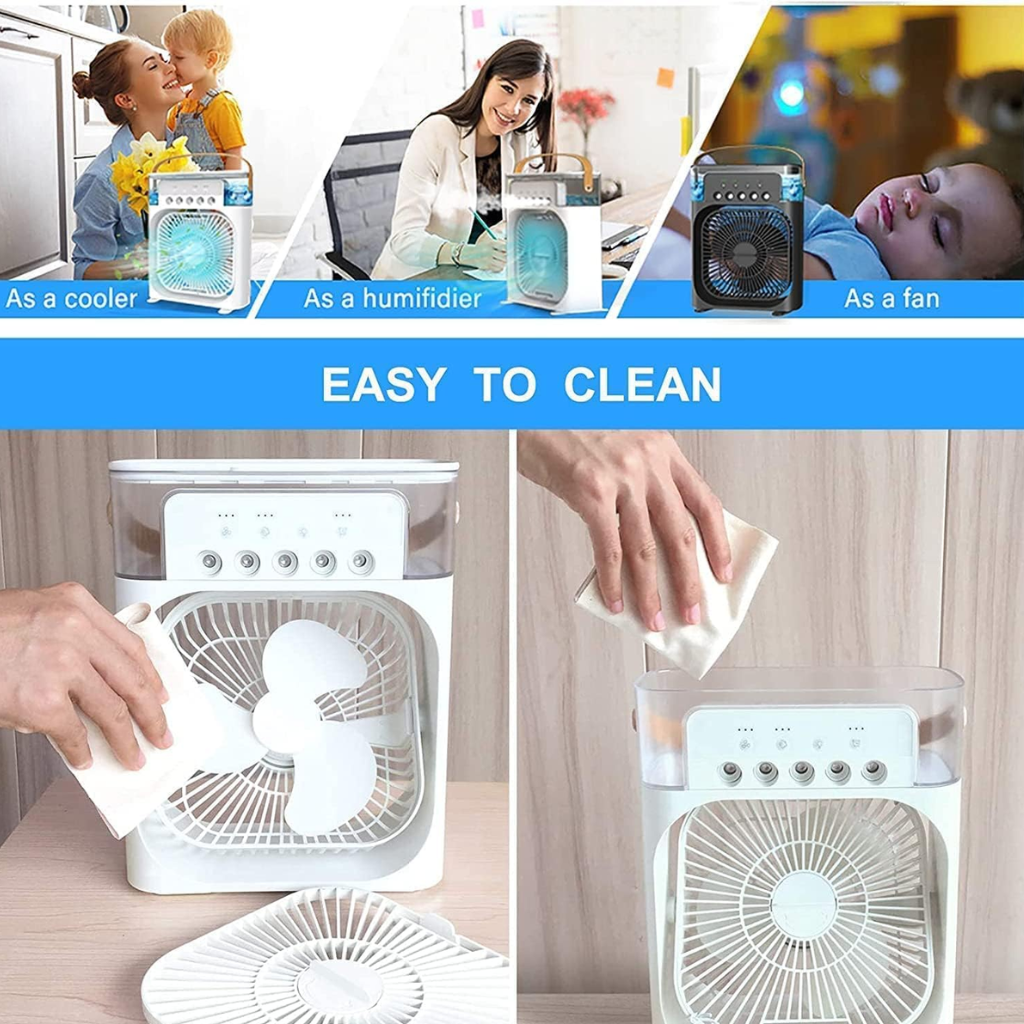 Mini Air Cooler Fan with light , Timer, 3 Wind Speeds and 3 Spray Modes MSH-020524 USB Air Cooler (WHITE)