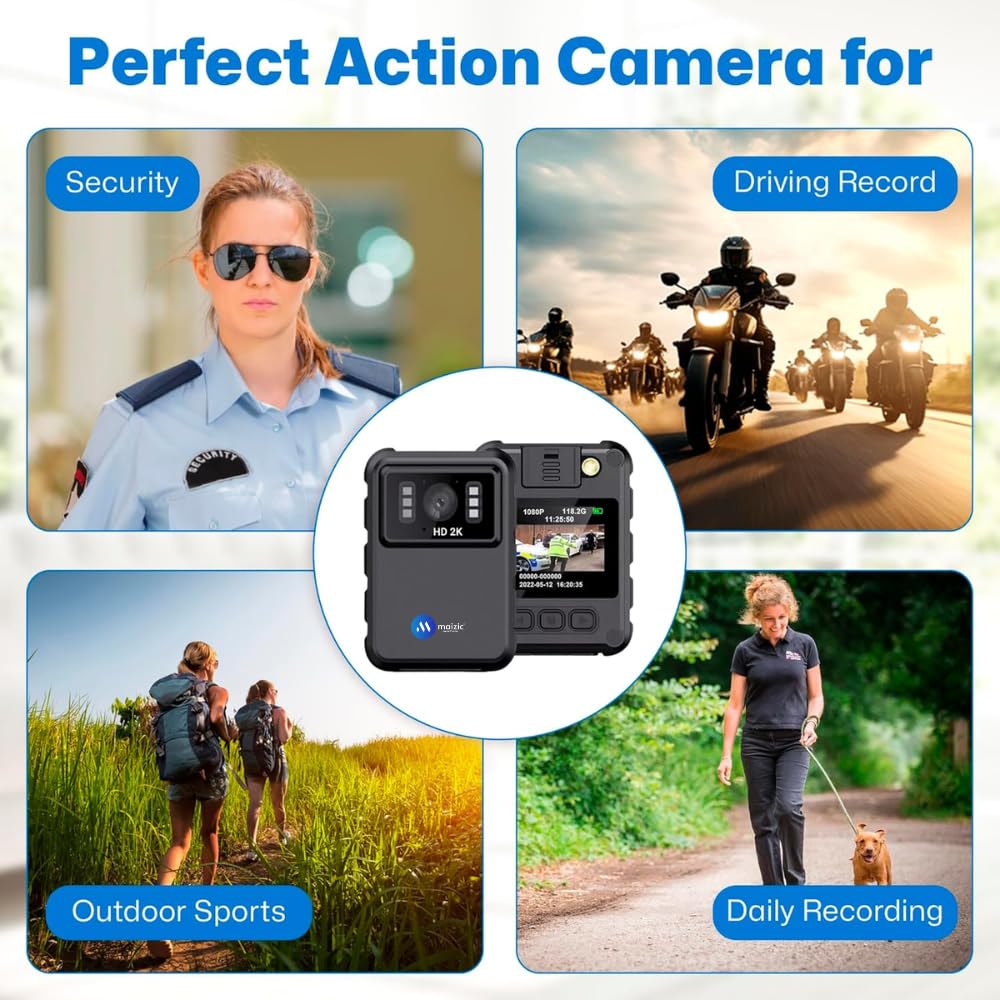 Grousale 4K Body Camera – 64GB, Night Vision, 150° Wide Angle, Waterproof – Clip-On Security Cam for Law Enforcement & Outdoor Use