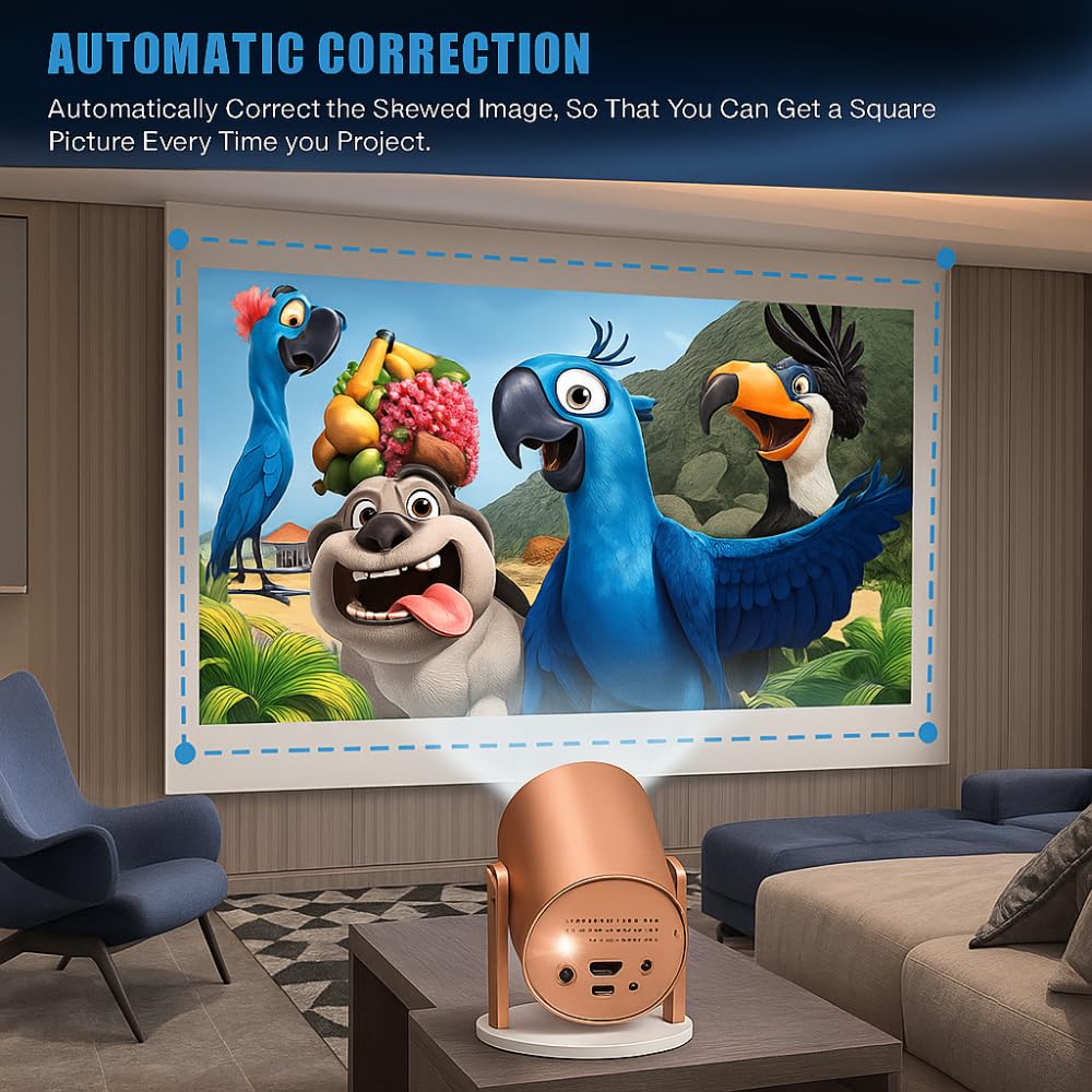Grousale Rose 2X Android Smart Projector | 13.0 OS | 950S Chip | Native 800P, Supports 1080P & 4K | 4D & Auto Keystone | Netflix, Prime, Wi-Fi, Bluetooth | Screen Mirroring
