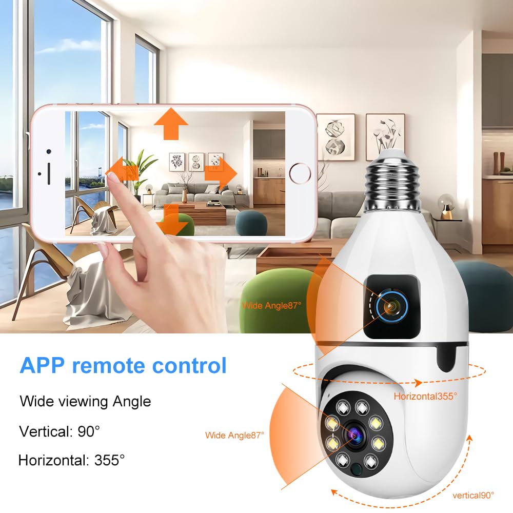 Supercams 2-in-1 Dual Lens Dual Screen Bulb 4MP Wi-Fi Wireless Camera