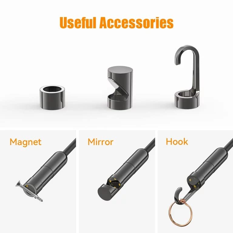 Grousale Wired Endoscope Camera 720p IP67 Waterproof 6 LED – 7M Cable, 8.5mm Diameter Camera, Control Button to Capture Image/Video, 640 * 480 Resolutions