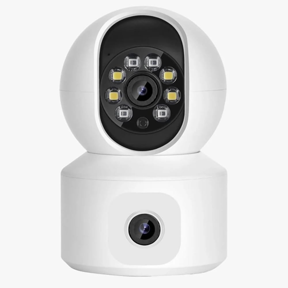 Grousale Supercams Dual Lense 5MP High Resolution Advance Motion Tracking Night Vision NVR Compatible Smart WiFi Indoor Security Camera with TF Card supprt and Two Way Audio