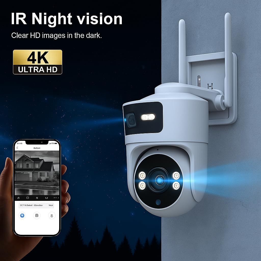 Grousale Supercam Syno WiFi CCTV Camera 4 MP+ 4 MP Full HD Home Security Smart Camera, 360 Degree Coverage, Night Vision, Two-Way Audio, Mobile App, Cloud & SD Card Recording