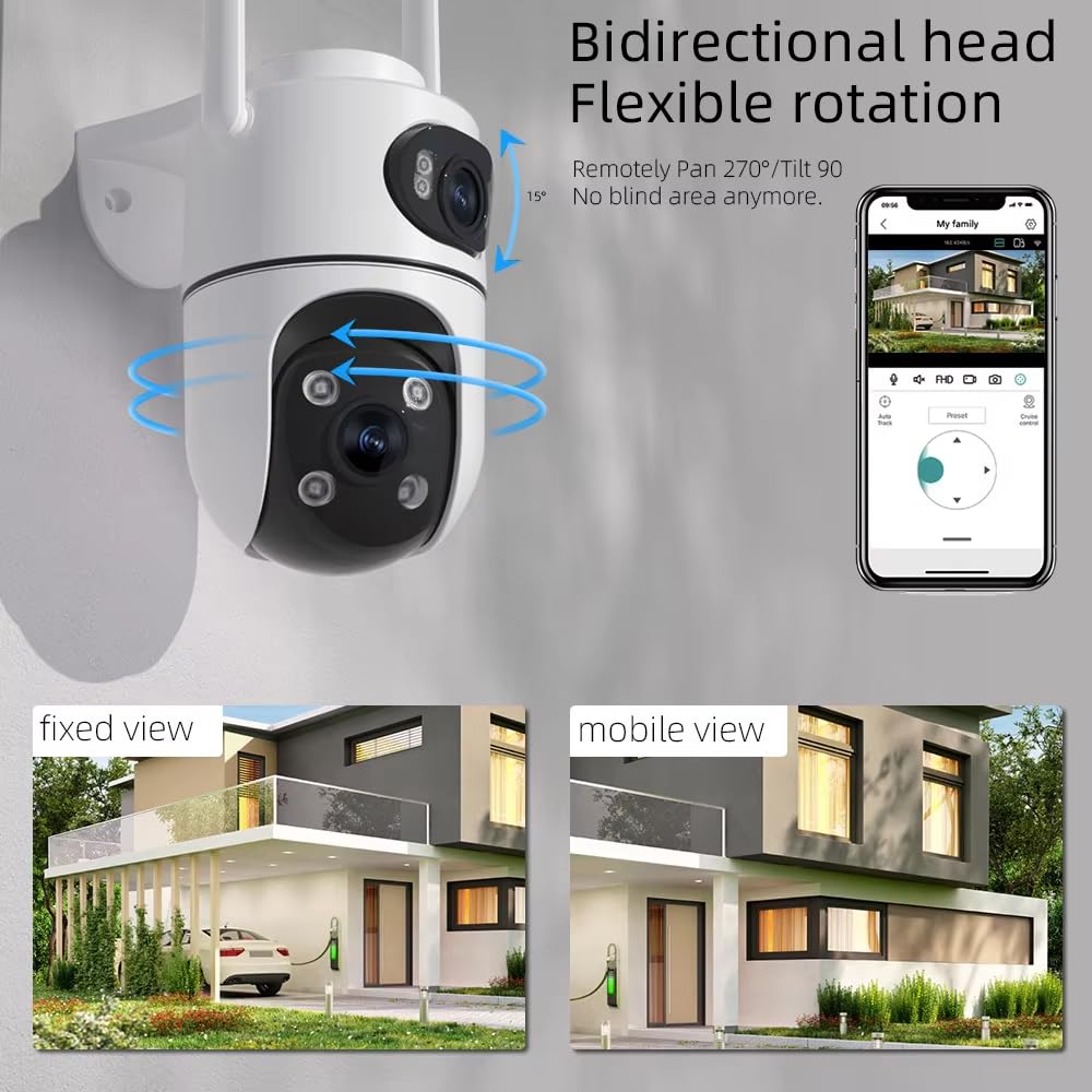 Grousale Supercam X2 Dual-Lens 4MP+4MP Wi-Fi Indoor CCTV Camera | 360° Pan & Tilt | HD View | Color Night Vision | Two-Way Audio | AI Motion & Human Detection | Built-in Audible Alarm