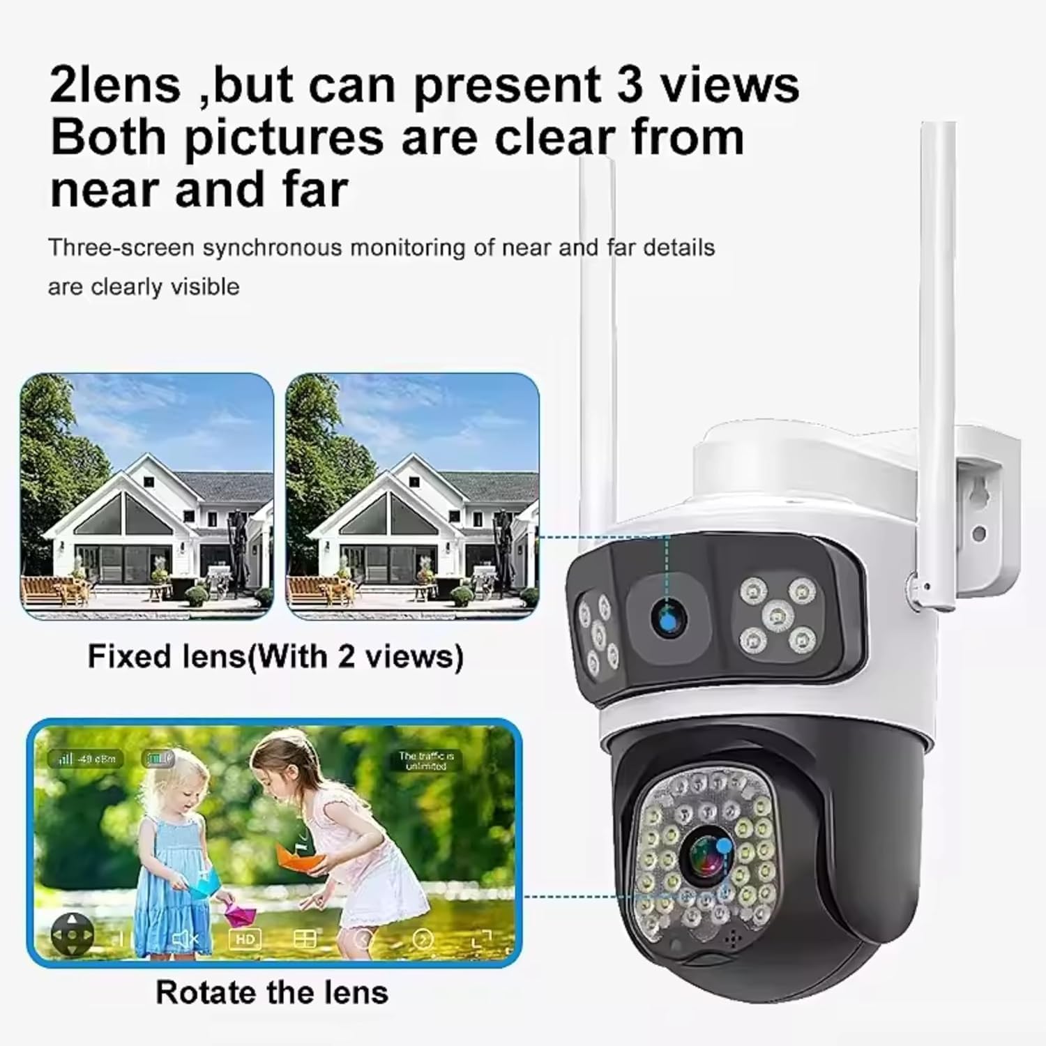 Grousale IRIS Max Dual Lens 5+5MP CCTV | Bullet + 360° PTZ | Color Night Vision | WiFi Outdoor Camera with Motion Detection & IP66 Waterproofing