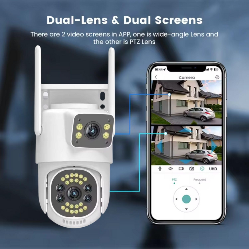4G 5+5 MP 1080p FHD 2in1 Dual Lens/Screen Wireless Outdoor Camera
