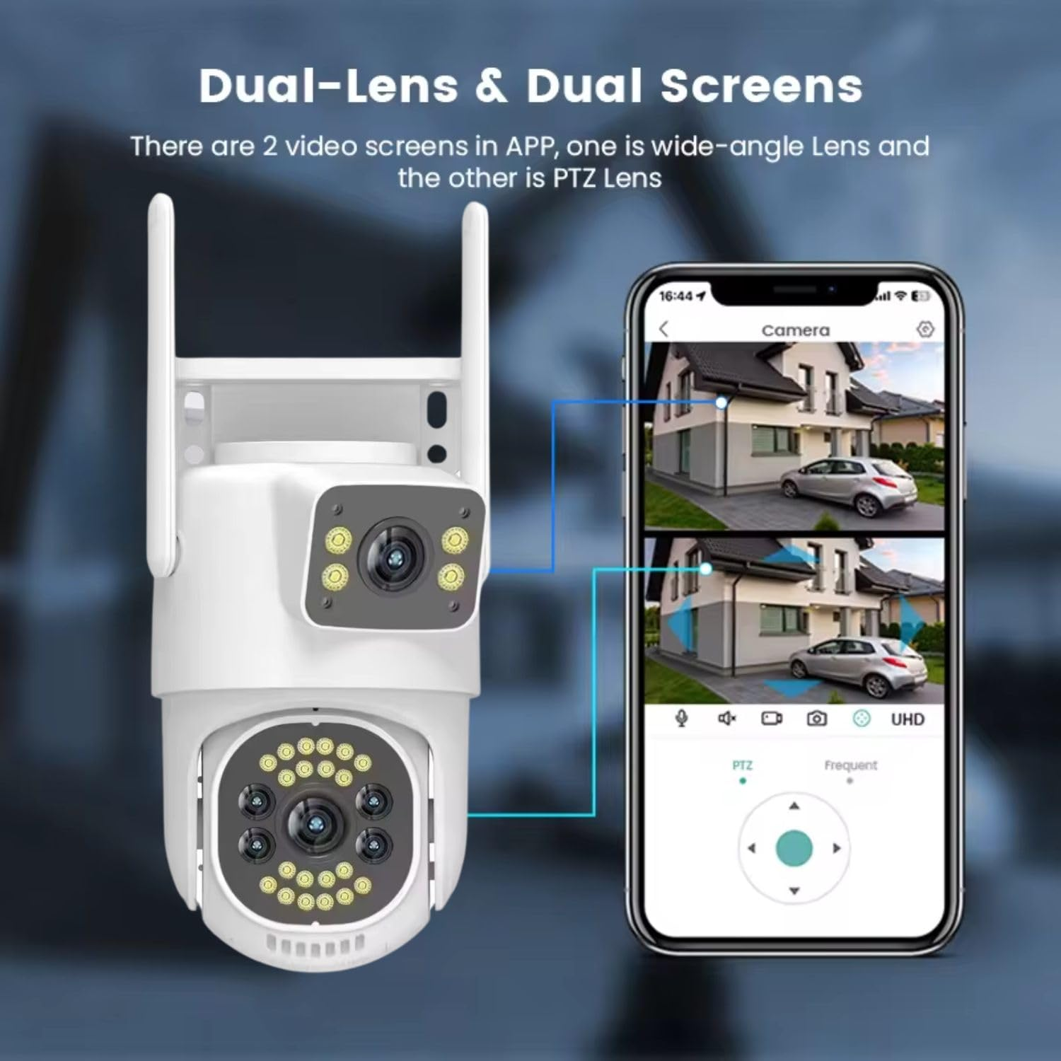 4G 5+5 MP 1080p FHD 2in1 Dual Lens/Screen Wireless Outdoor Camera