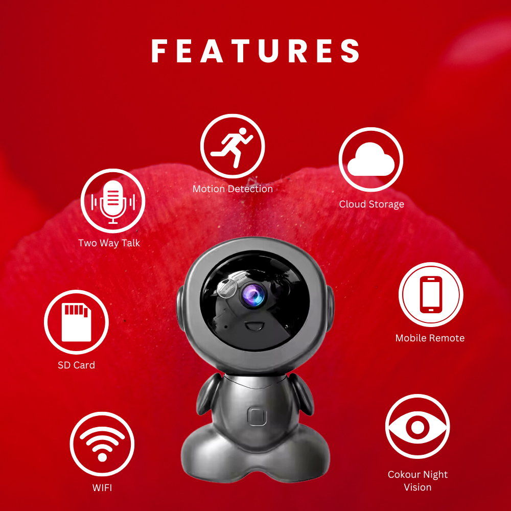 Baby Robot WiFi CCTV Camera 3MP Full HD & 360° Coverage Home Security Indoor Camera