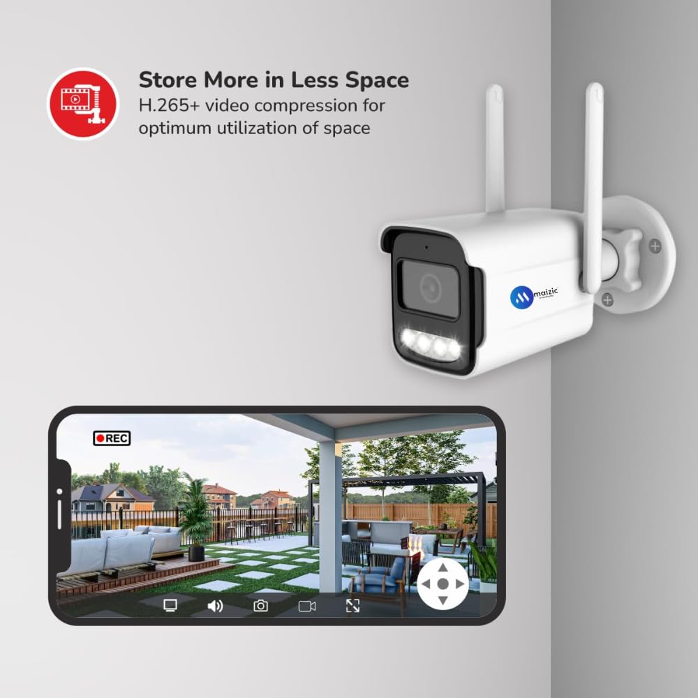 Grousale BulletX 4MP WiFi Outdoor CCTV Camera | Full HD, 360° View, 10X Zoom, Color Night Vision, Motion Detection, 2-Way Audio, SD Card Support (Up to 128GB)