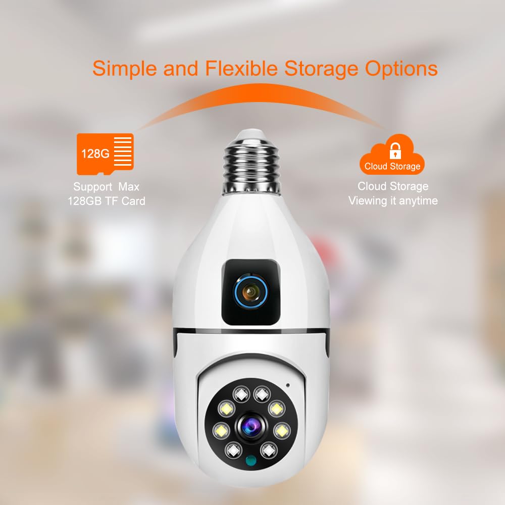 Supercams 2-in-1 Dual Lens Dual Screen Bulb 4MP Wi-Fi Wireless Camera