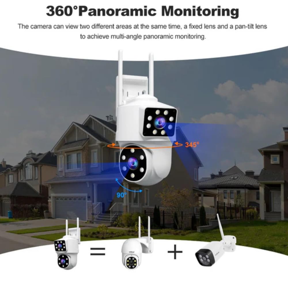 Grousale Ultracam Supercam Dual Lens 5MP WiFi Outdoor CCTV Camera – Color Night Vision, 360° PTZ, Two-Way Audio, AI Motion Detection