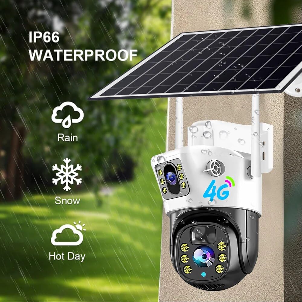 4G Sim 4K 6+6 MP 2in1 Dual Lens/ Dual Screen Solar Camera