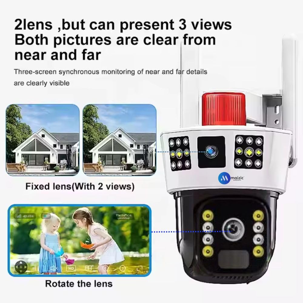 3in1 3K 6 MP Triple View Wireless 4G Sim Solar Camera