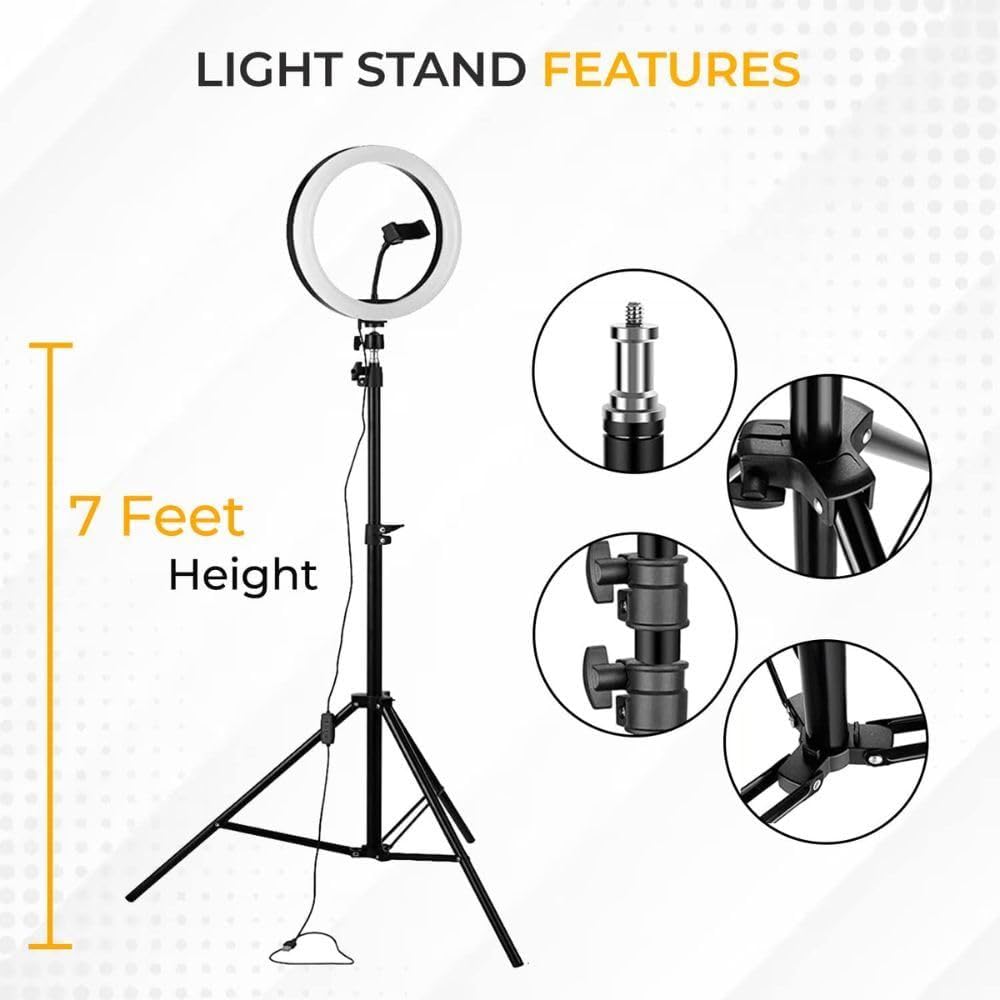 Grousale Professional (12 Inch) Led Ring Light with 7 Feet Tripod Stand for Mobile Phones & Camera, 3 Temperature Mode Dimmable Lighting, Photo-Shoot, Video Shoot, Makeup and More