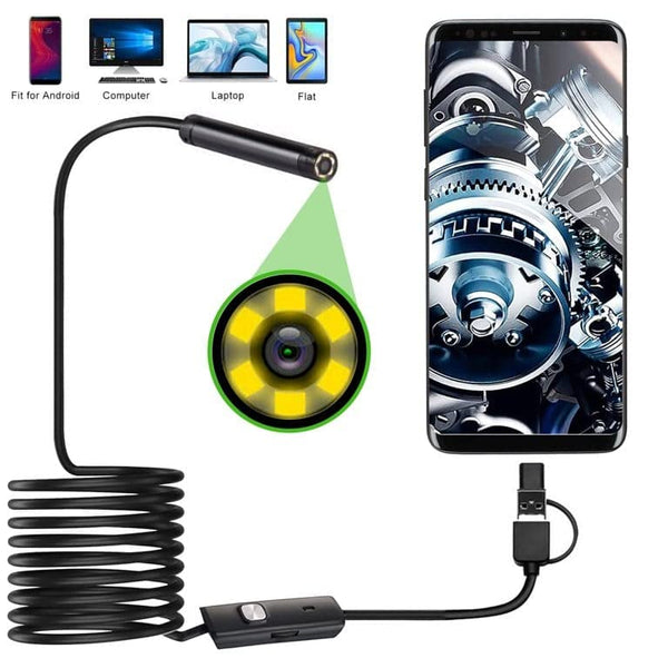 Grousale Wired Endoscope Camera 720p IP67 Waterproof 6 LED – 7M Cable, 8.5mm Diameter Camera, Control Button to Capture Image/Video, 640 * 480 Resolutions