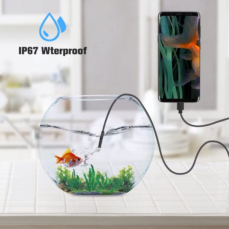 Grousale Wired Endoscope Camera 720p IP67 Waterproof 6 LED – 7M Cable, 8.5mm Diameter Camera, Control Button to Capture Image/Video, 640 * 480 Resolutions
