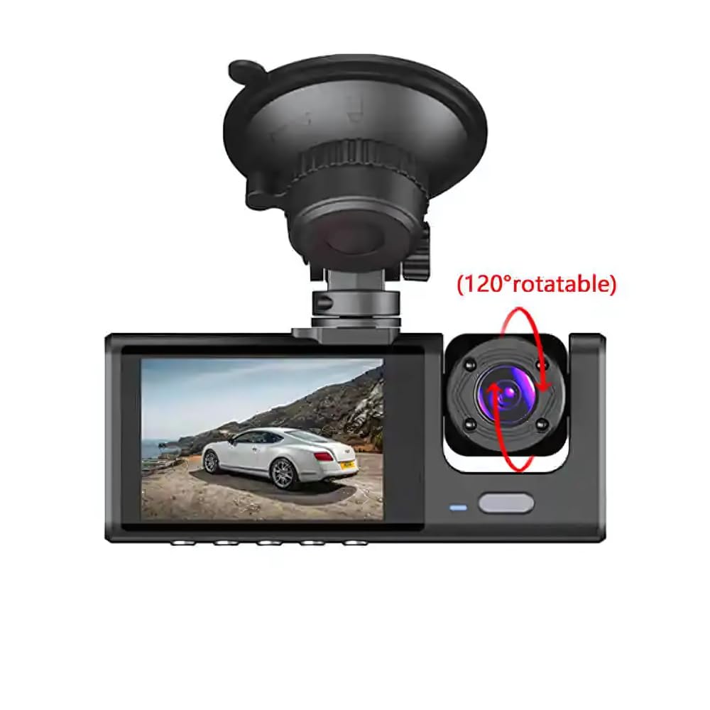 Grousale Navic X3 4K 3-Channel Dash Cam – Front, Rear & Inside, Wi-Fi, G-Sensor, IR Night Vision, 24H Parking Monitor