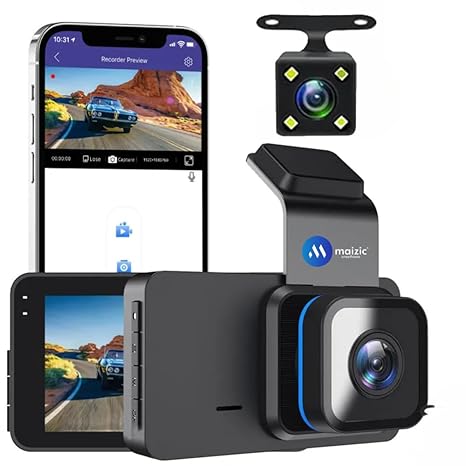 Grousale Navic Duo 4K DashCam – Dual Channel 5MP Front & 1296P Rear, GPS, Wi-Fi, G-Sensor, Night Vision, 3.4" LCD