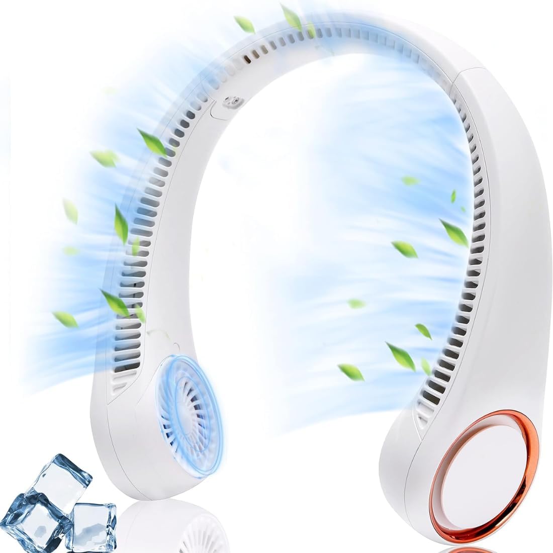 Grousale Bladeless Neck Fan – USB Rechargeable, Hands-Free Portable Cooler with 3-Speed Airflow | Lightweight & Stylish (White)