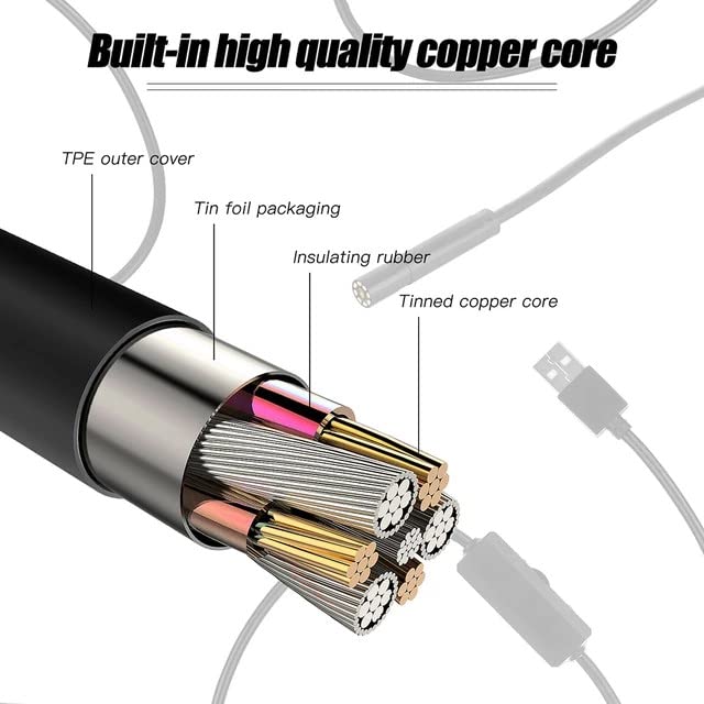 Grousale Wired Endoscope Camera 720p IP67 Waterproof 6 LED – 7M Cable, 8.5mm Diameter Camera, Control Button to Capture Image/Video, 640 * 480 Resolutions