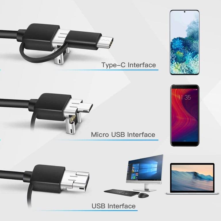 Grousale Wired Endoscope Camera 720p IP67 Waterproof 6 LED – 7M Cable, 8.5mm Diameter Camera, Control Button to Capture Image/Video, 640 * 480 Resolutions