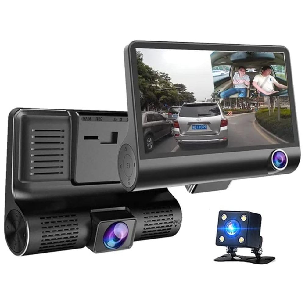 Grousale 3in1 WiFi Car Dashcam – Full HD, Color Night Vision, G-Sensor, Loop Recording, App Control (Android & iOS)